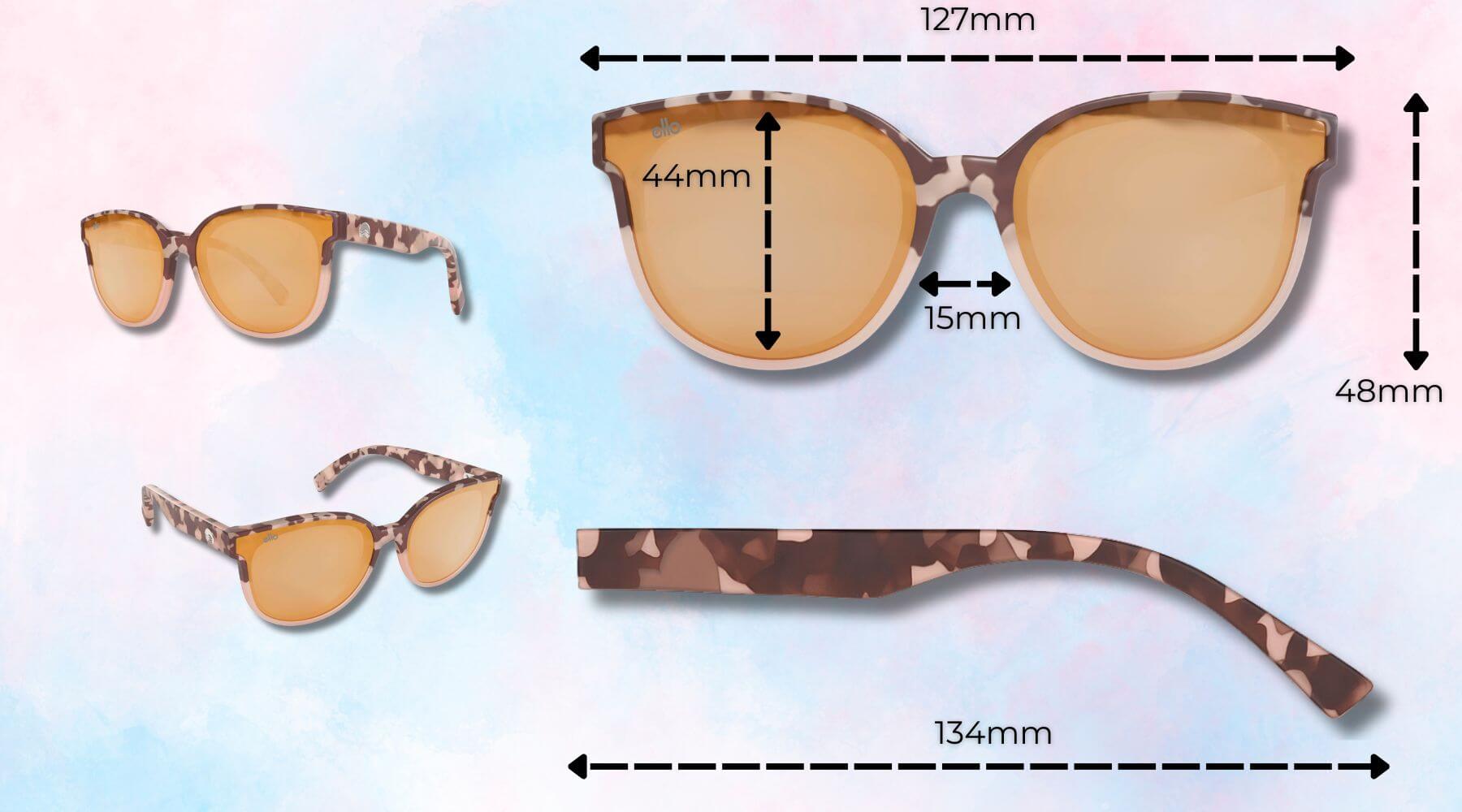 Shades for small faces – South Beach sunglasses with detailed size guide and frame measurements shown