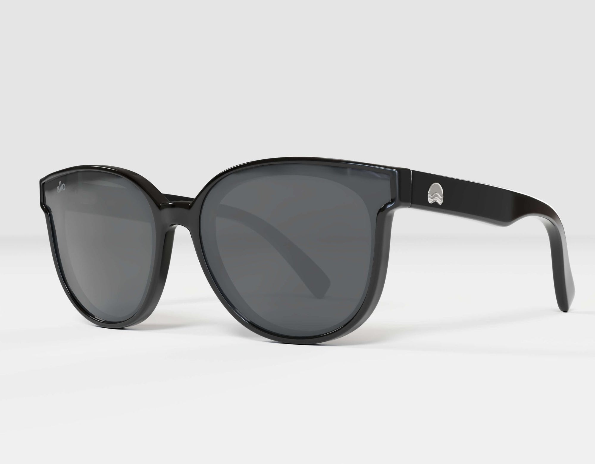 Side profile of South Beach all-black sunglasses built for smaller faces with a sporty edge.