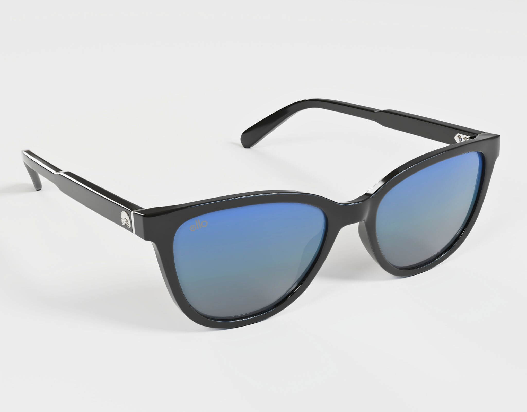 High angle shot of Half Moon Bay in black and blue, a stylish fit for smaller face shapes.