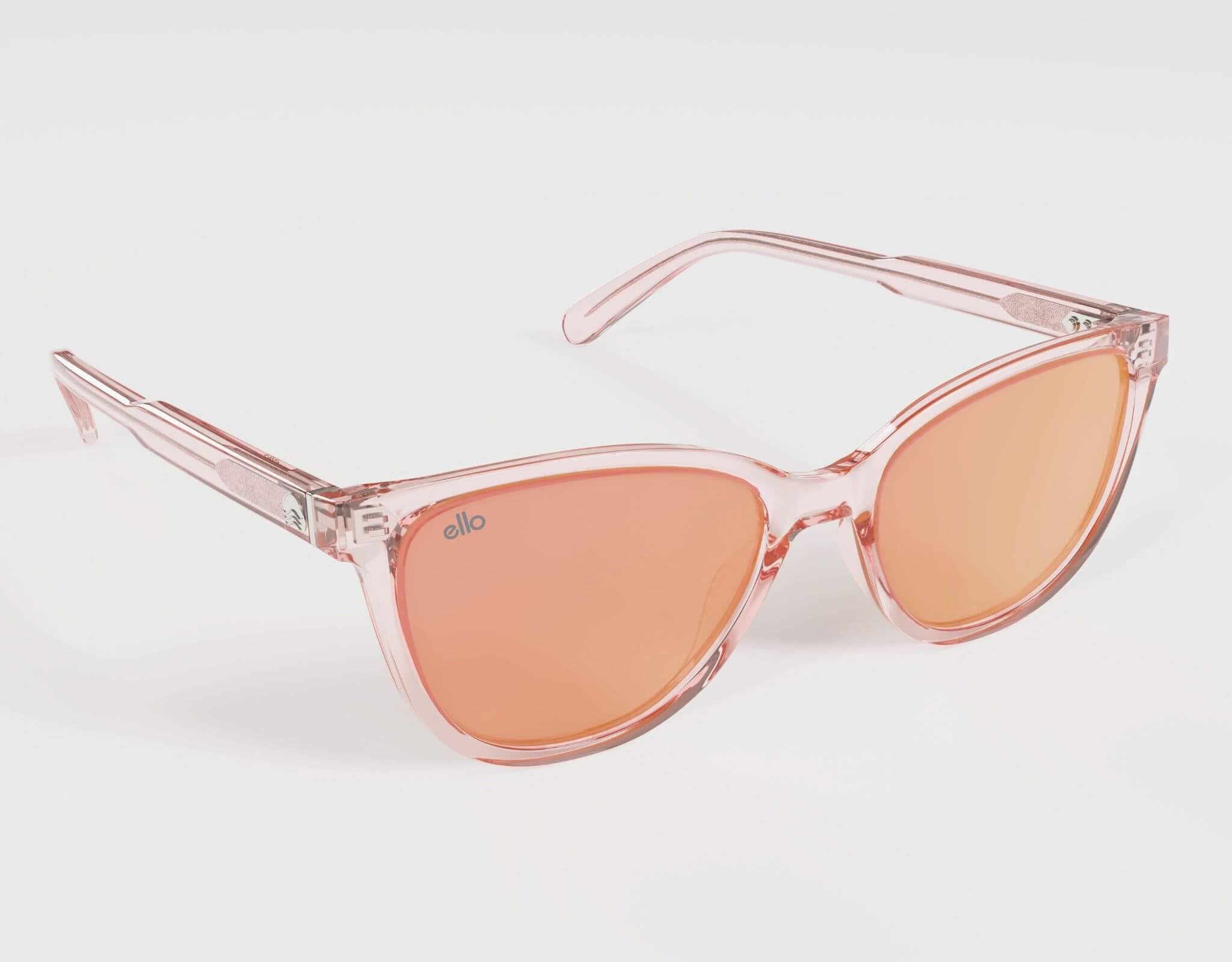 High right angle of Ello’s Half Moon Bay in pink-on-peach, designed for smaller face proportions.