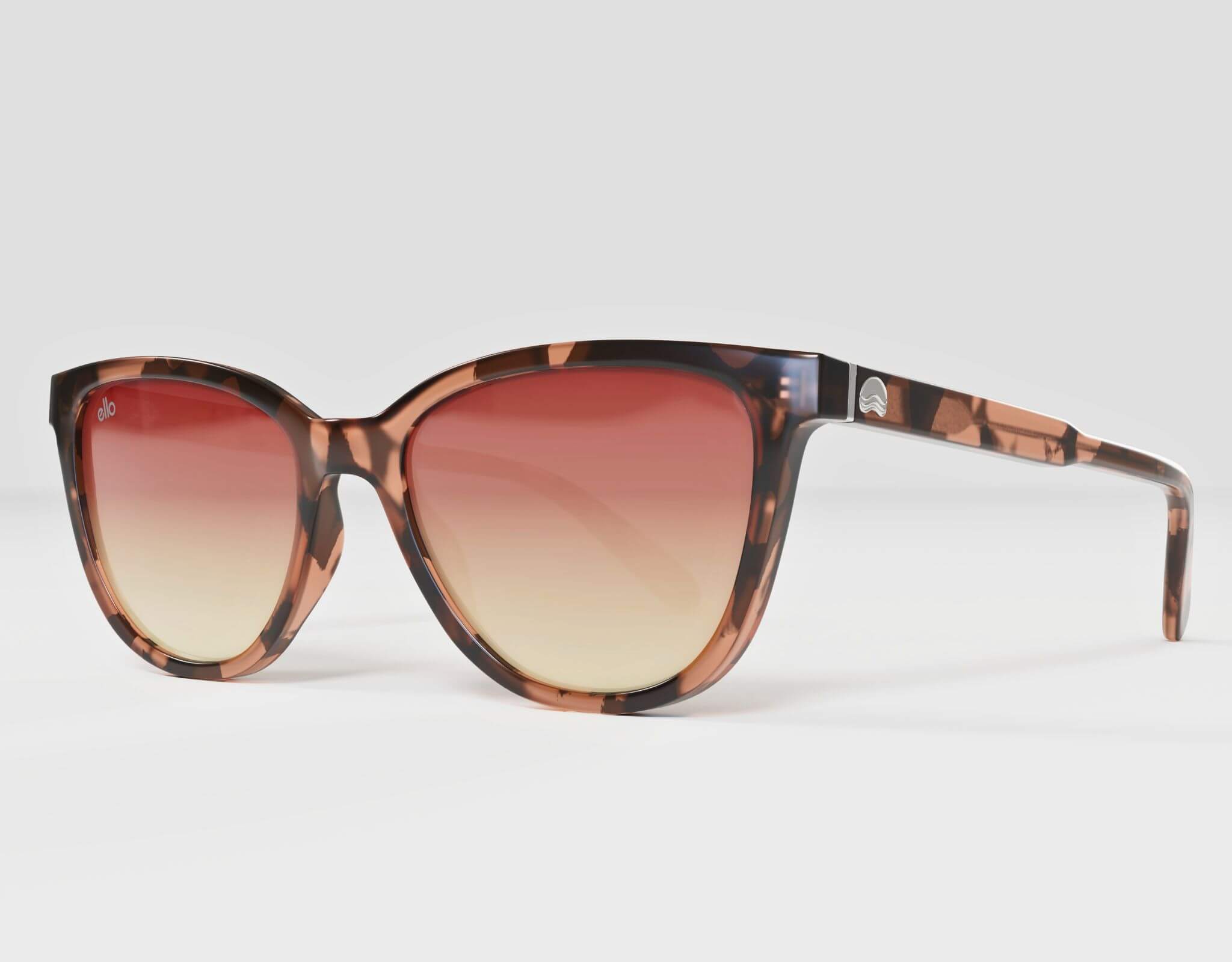 Side view of Half Moon Bay in classic tortoise frame with amber gradient lenses, designed for small faces.
